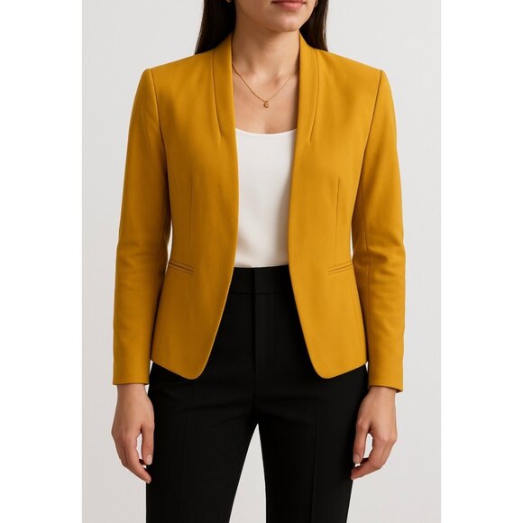 Ovi Jackets & Blazers - OVI Mustard Yellow Open Front Blazer Size Large Modern Minimal Tailored Workwear